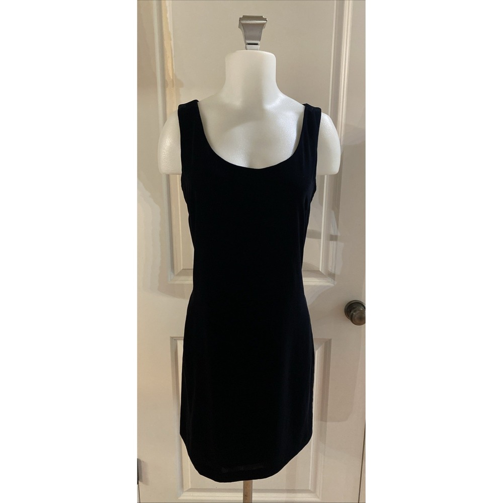 Vintage 90s The Limited Black Sleeveless Velvet Size 6 Lined Y2K Slip Dress